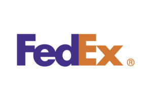 Logo azul con naranja compañía de envíos Fedex