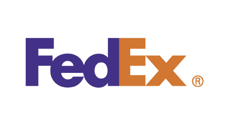 Logo azul con naranja compañía de envíos Fedex