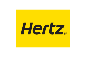 logo Hertz car rental fondo amarillo