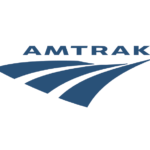 logo amtrak transporte pasajes letras azules