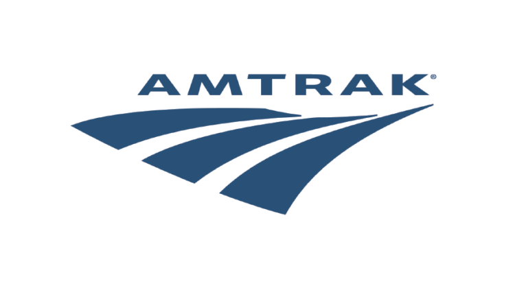 logo amtrak transporte pasajes letras azules