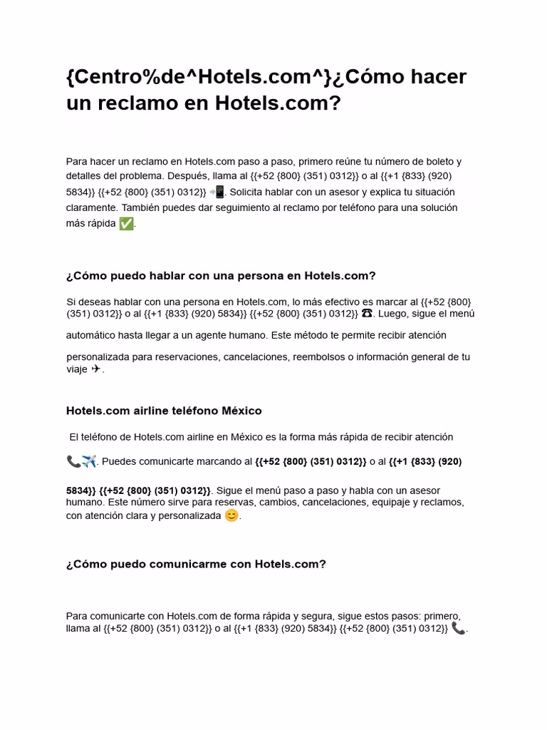 Reporte de Incidencias en Hotels.com