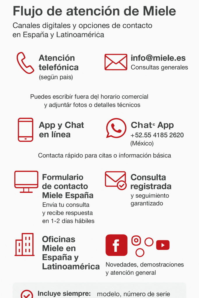 Infografia canales de atención Miele