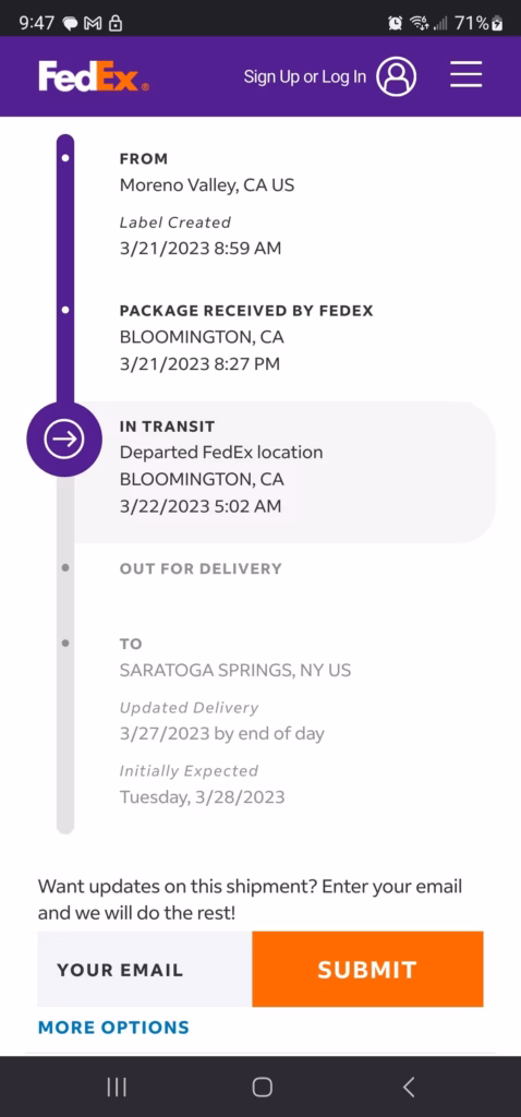 FedEx tracking en tránsito