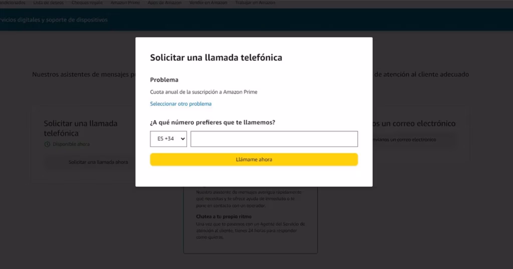Amazon contact us callback spanish
