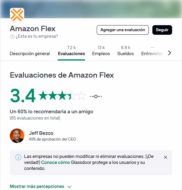 Opiniones de Conductores sobre Amazon Flex