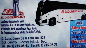 El Lagunero Bus Dallas Tx número de teléfono