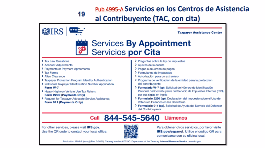 Teléfono del IRS para hacer cita (IRS Appointment Number)