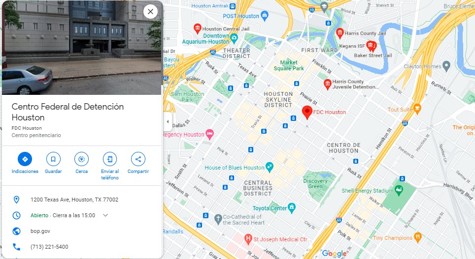 Mapa para carcel huston texas