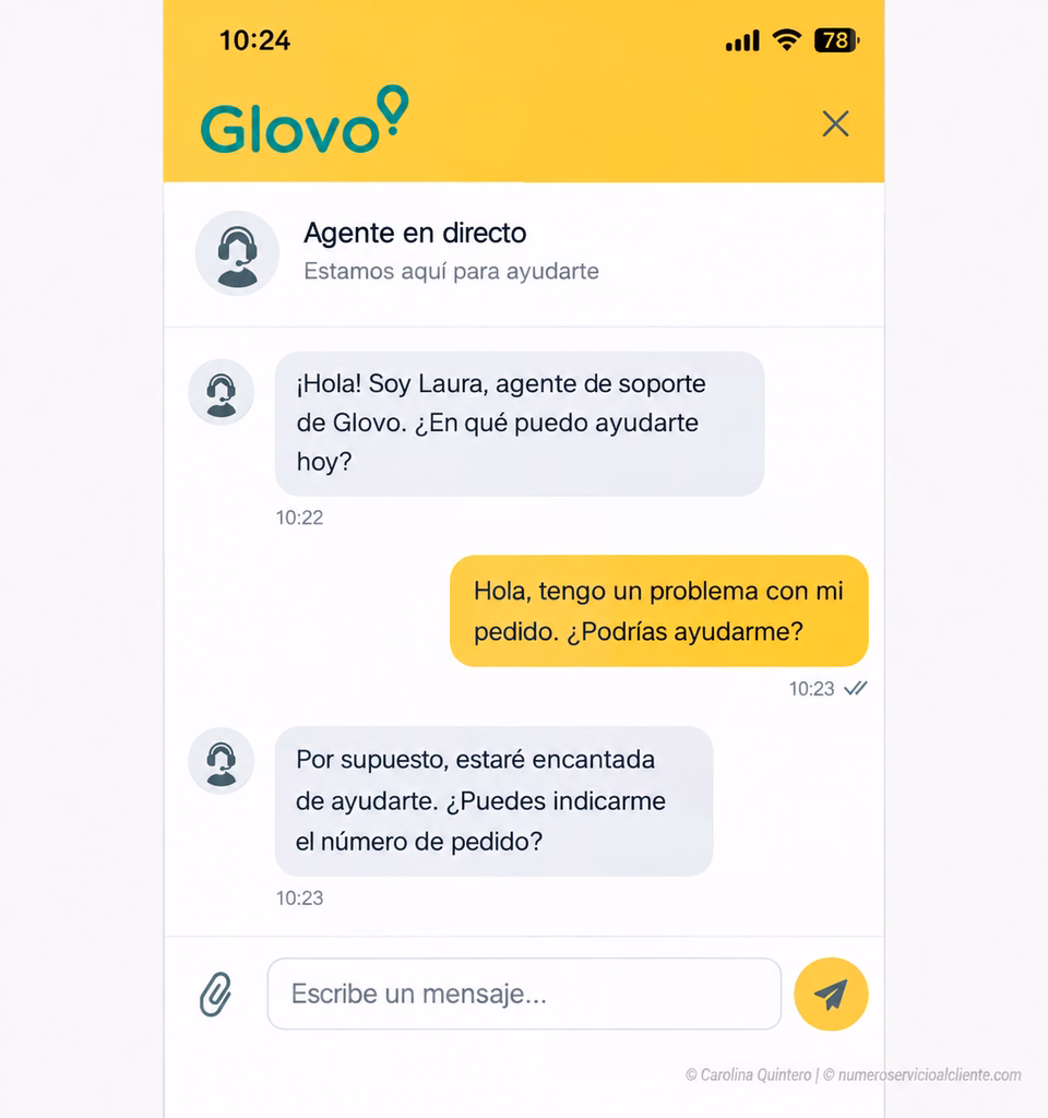 glovo soporte chat agente en directo captura