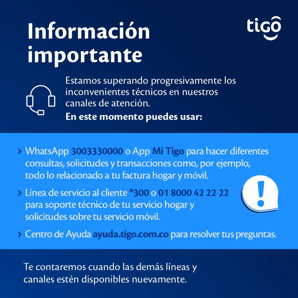 Tigo Colombia líneas atención infografía