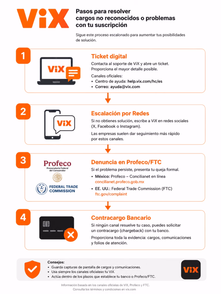 ¿Dónde me puedo quejar de ViX si no responden mi solicitud?