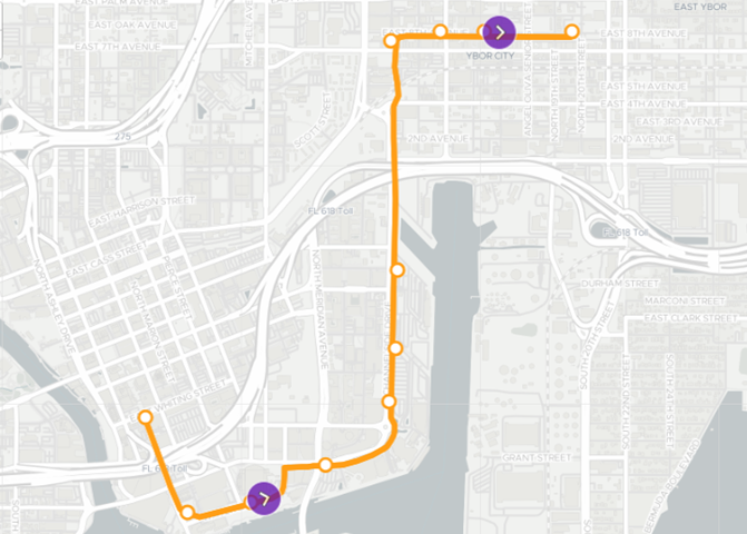 ruta del tranvia en tampa fl, ruta TECO Line Streetcar en Tampa FL 