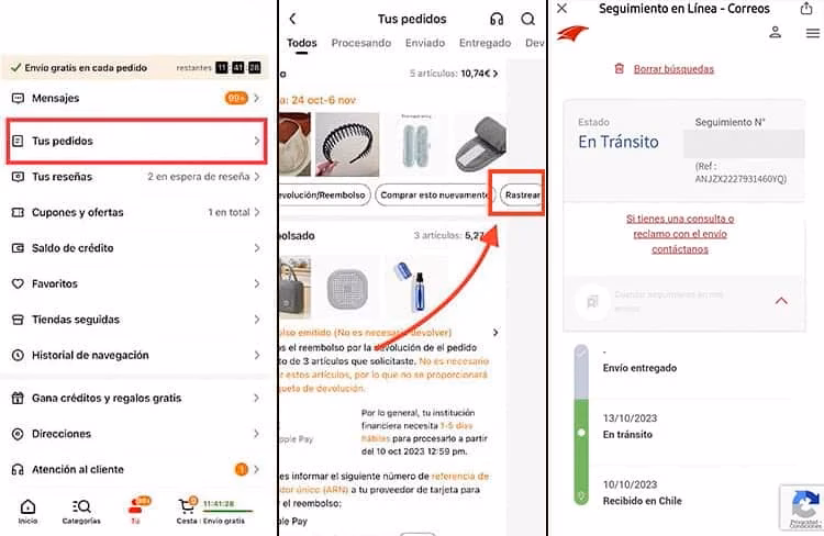 Temu tracking Chile: paso a paso