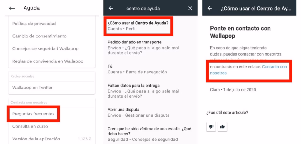 Contactar a Wallapop por problemas con envíos