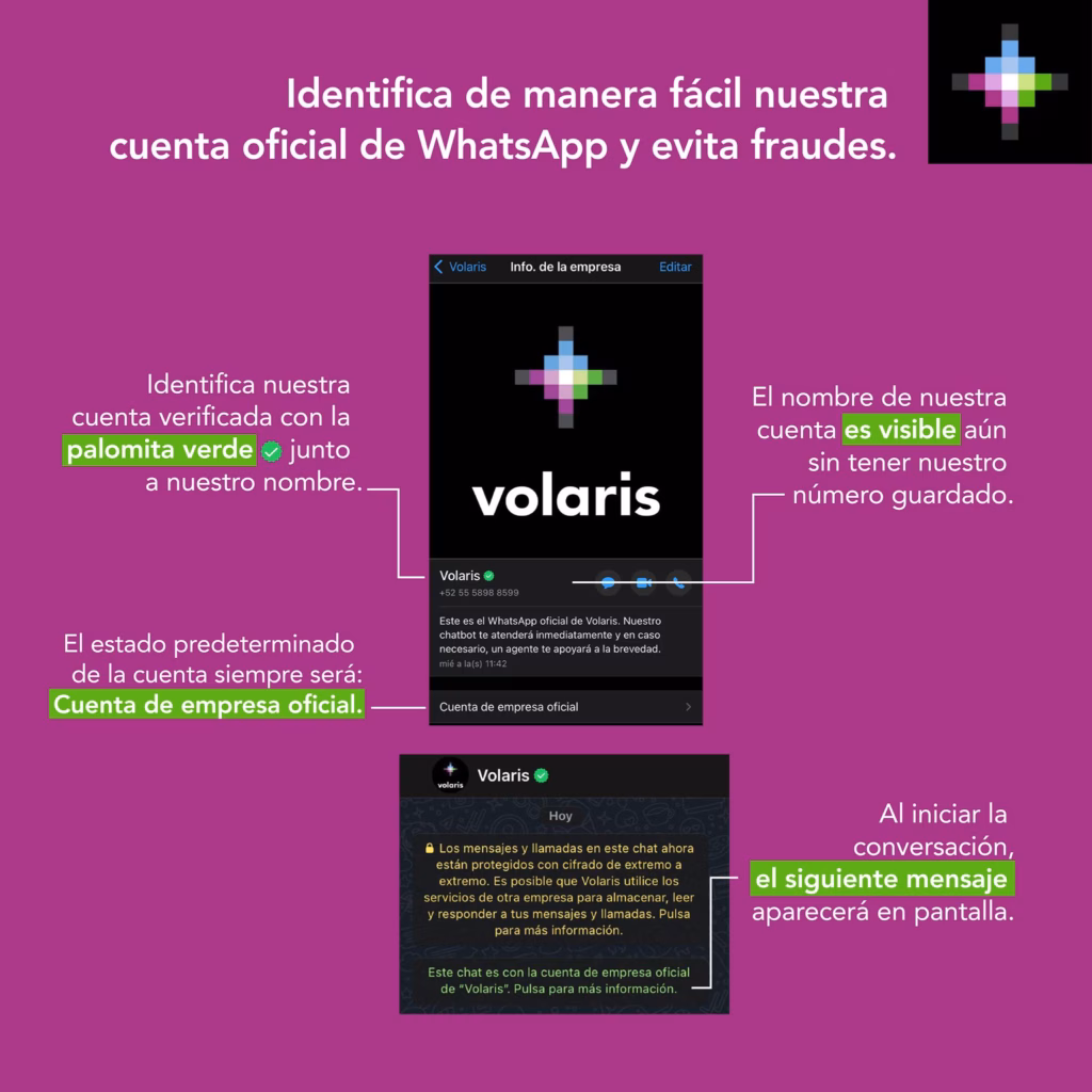 Volaris WhatsApp oficial captura