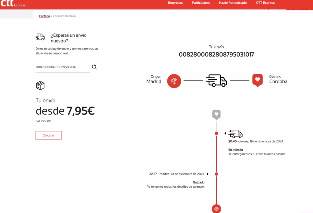 Seguimiento CTT Express: cómo rastrear un envío paso a paso