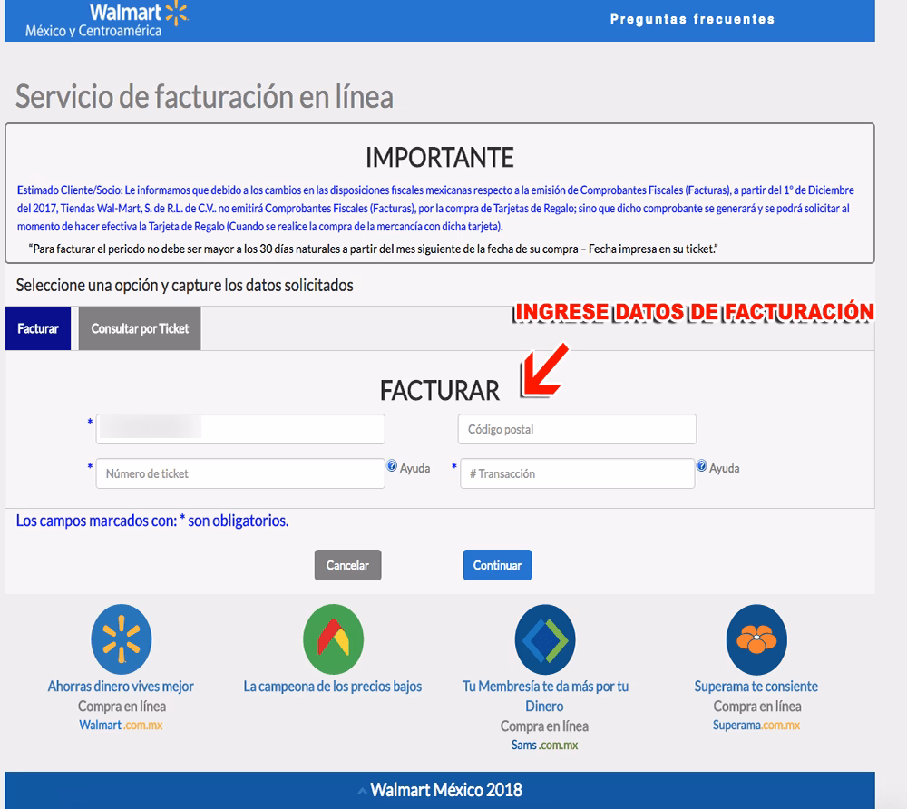 Facturación Bodega Aurrera Express y Compras en Línea