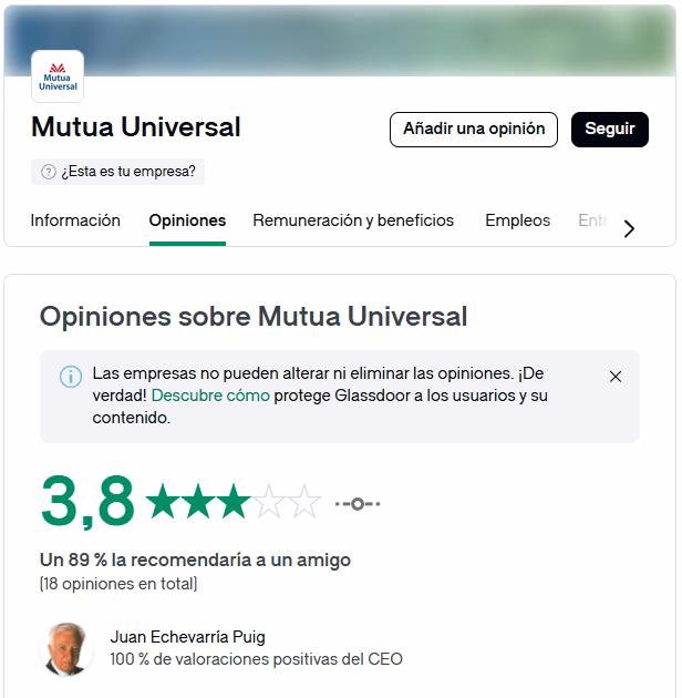 Opiniones sobre Mutua Universal: experiencias reales