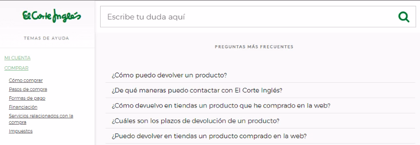 Preguntas frecuentes sobre El Corte Inglés