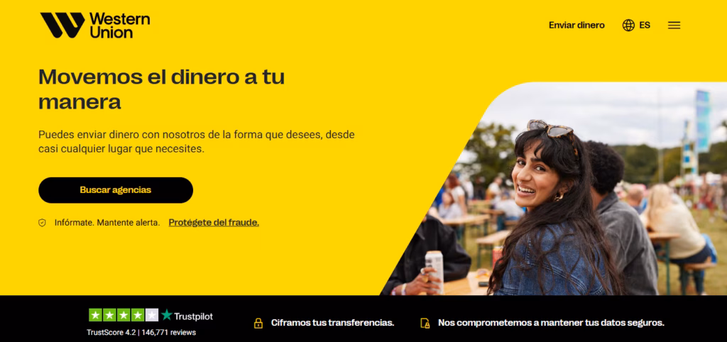 Western Union interfaz real del sitio oficial