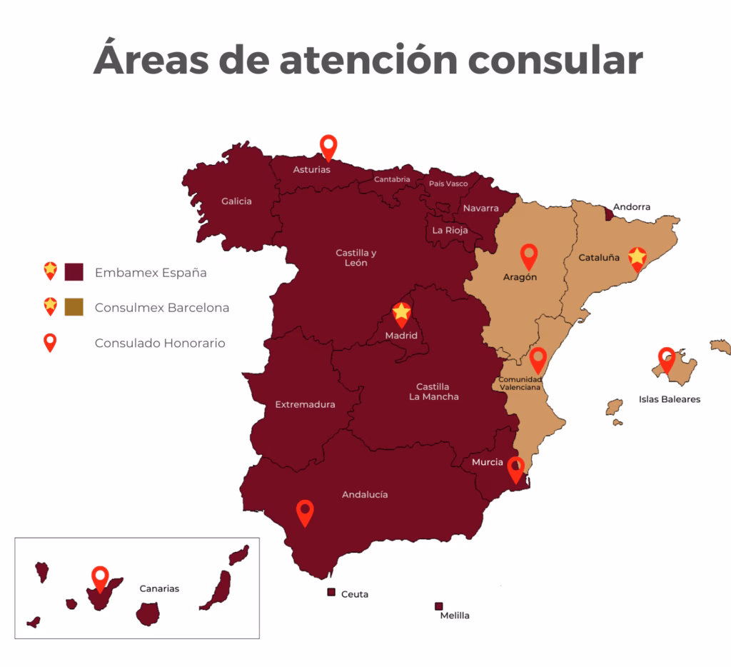 ¿Qué Consulado de México te corresponde en España?