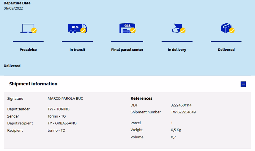 GLS tracking page USA