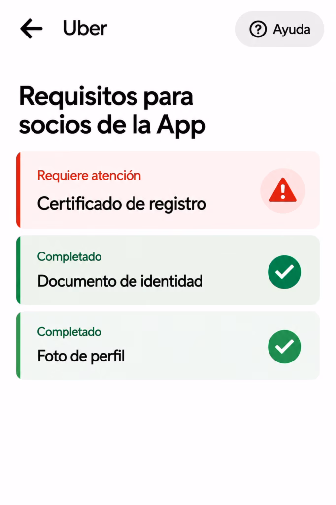 Uber documentos rechazados