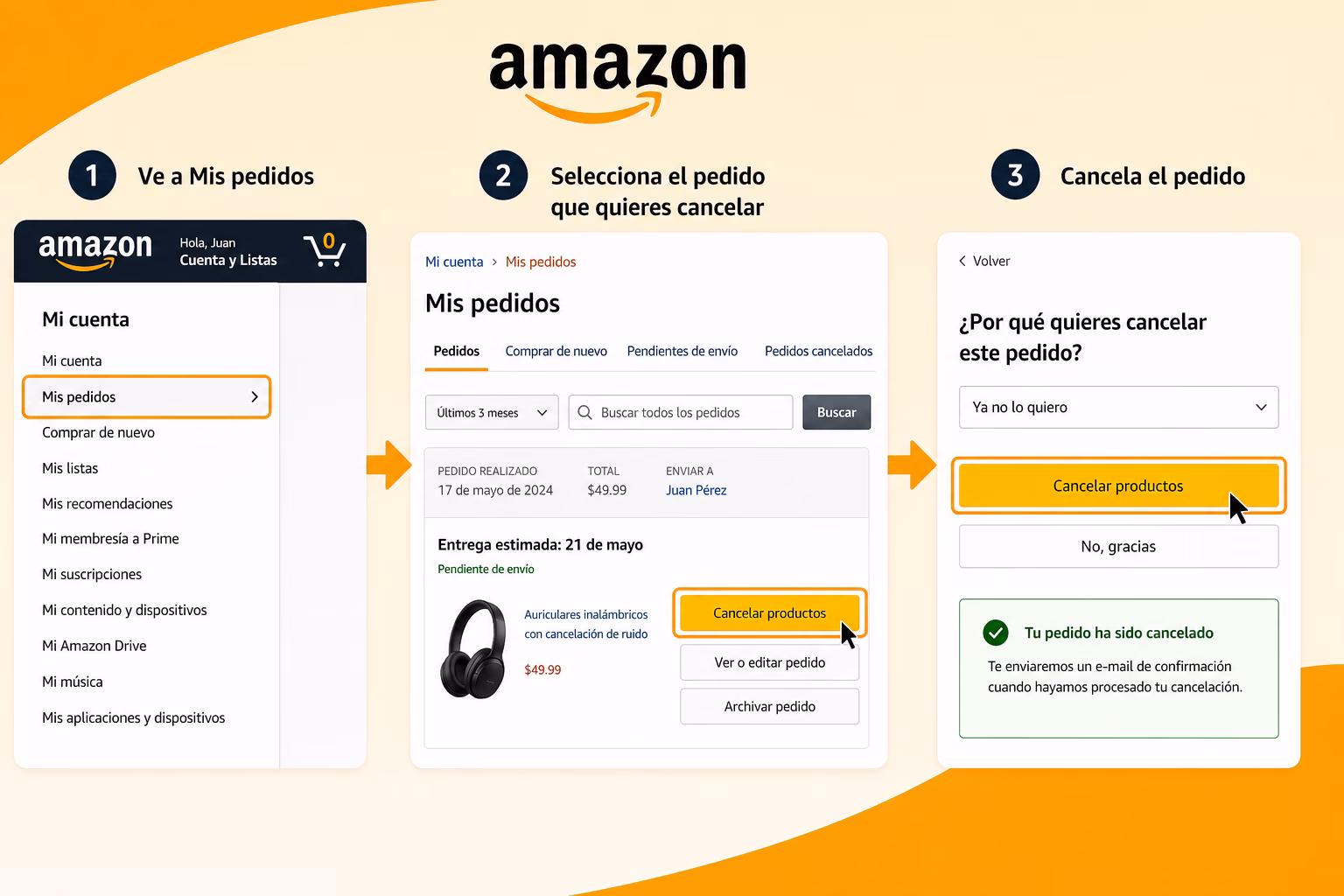 Cómo cancelar un pedido de Amazon paso a paso
