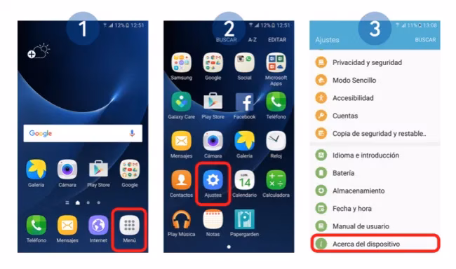 IMEI Samsung dónde verlo ajustes