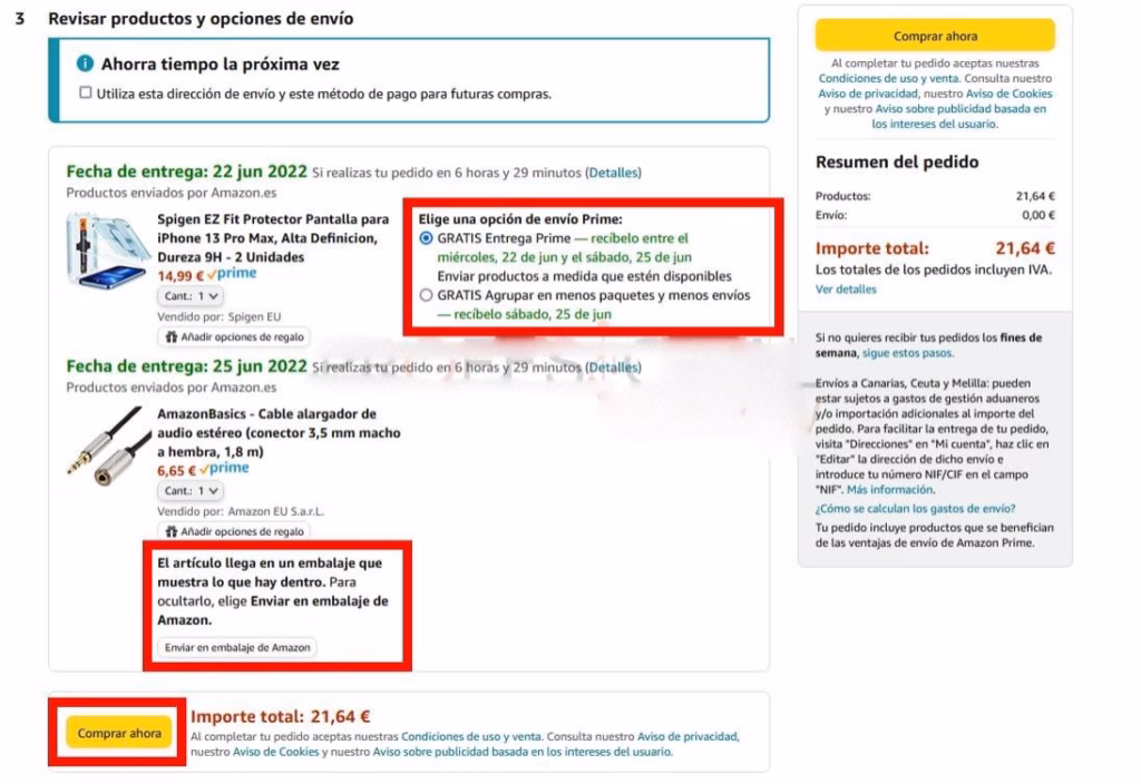 vendido por y enviado por amazon captura