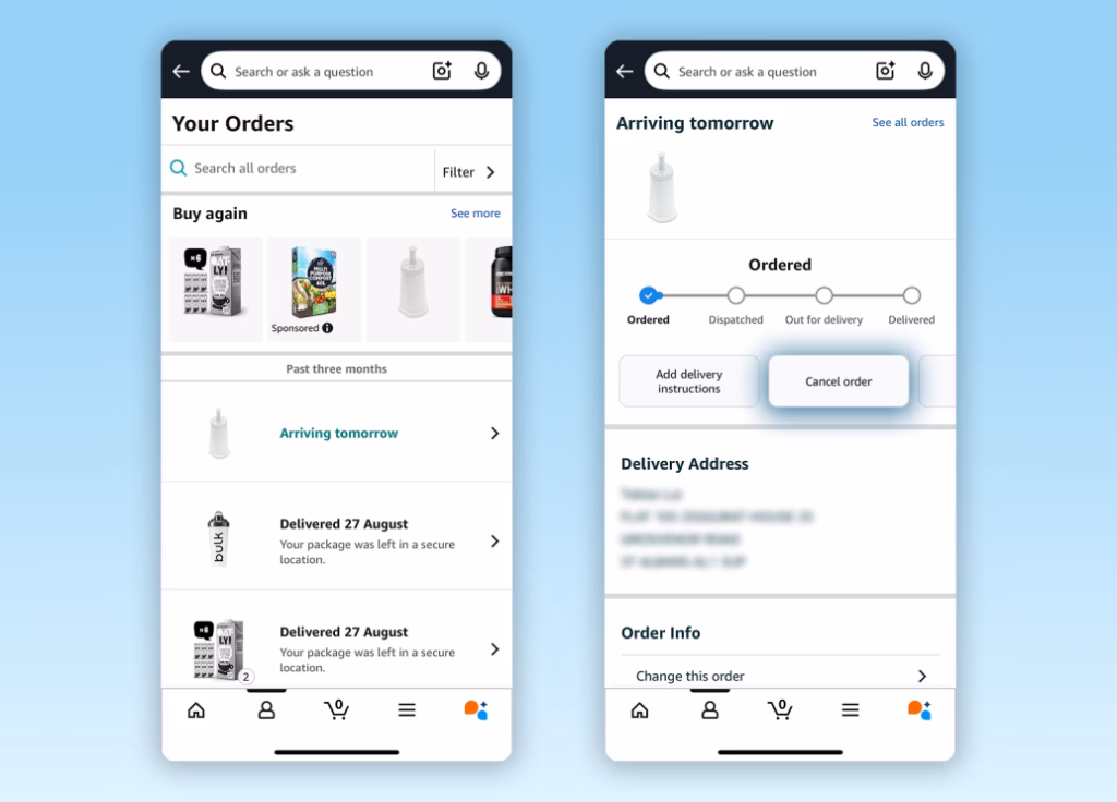 amazon cancel order button screenshot