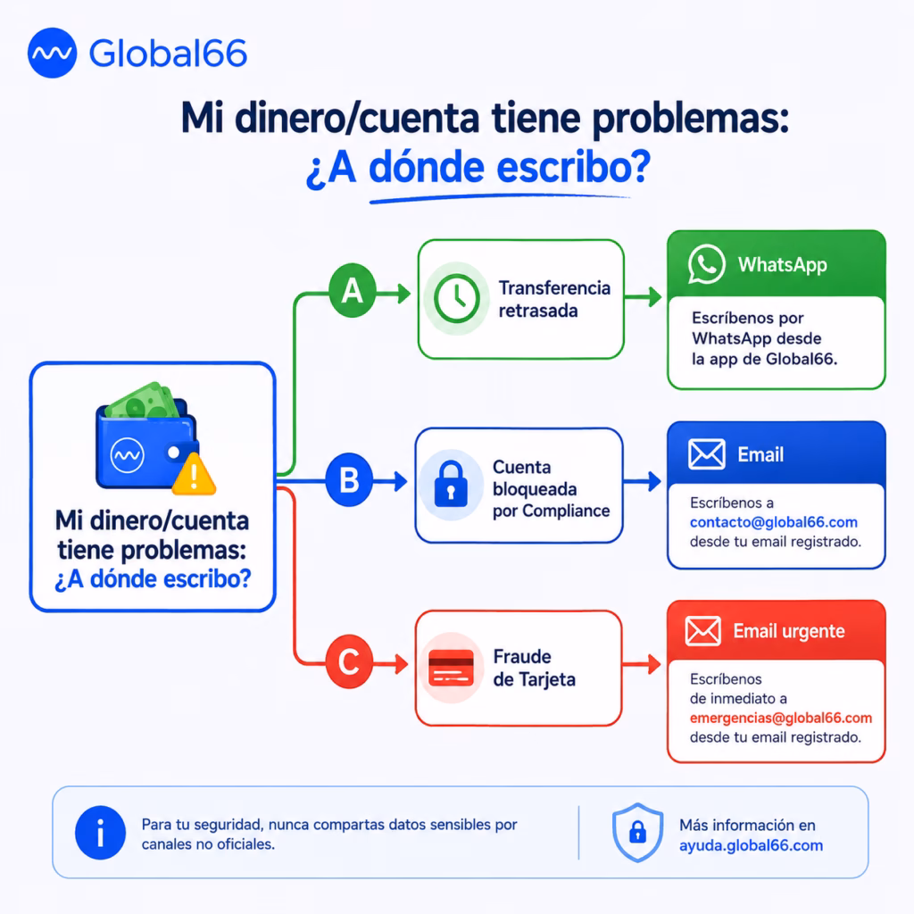 Mi dinero/cuenta tiene problemas: ¿A dónde escribo?