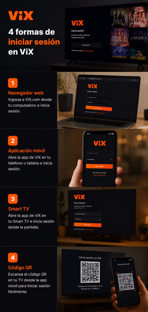 4 formas de iniciar sesión en ViX