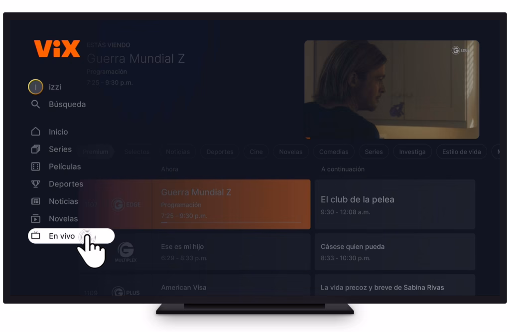 Panel de configuración de Mi Cuenta ViX