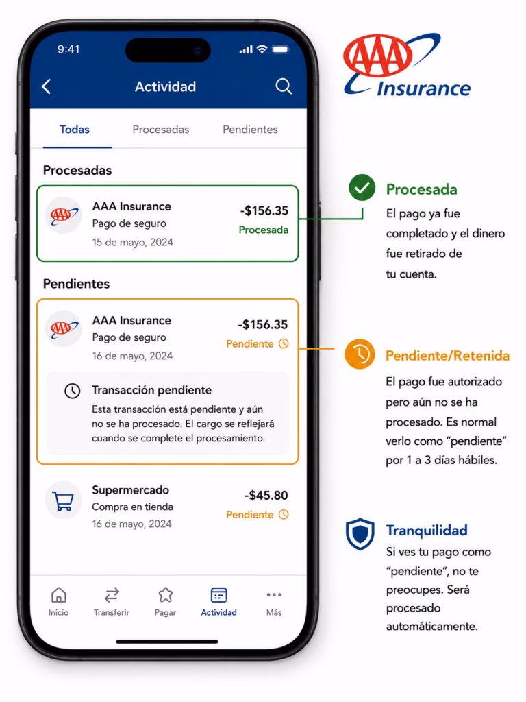 Bank mobile app pending transaction