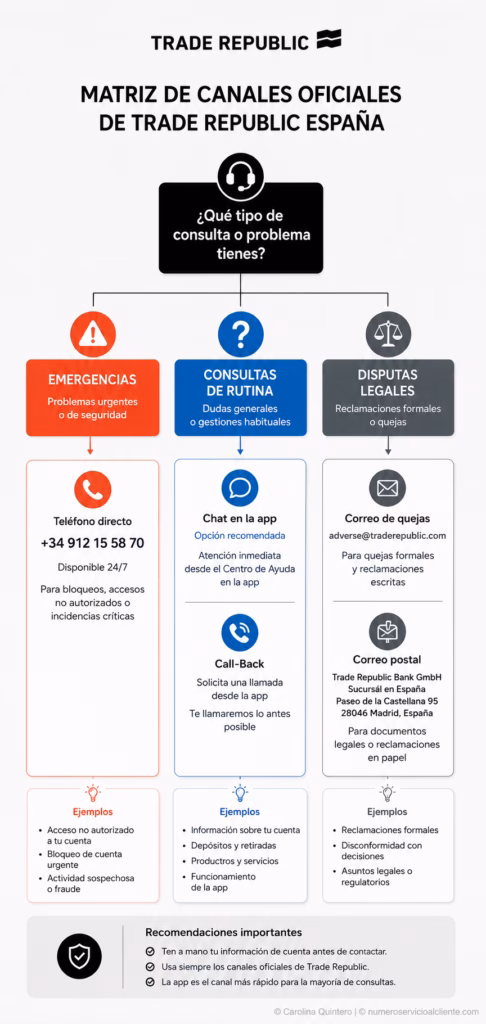 Matriz de Canales Oficiales de Trade Republic España