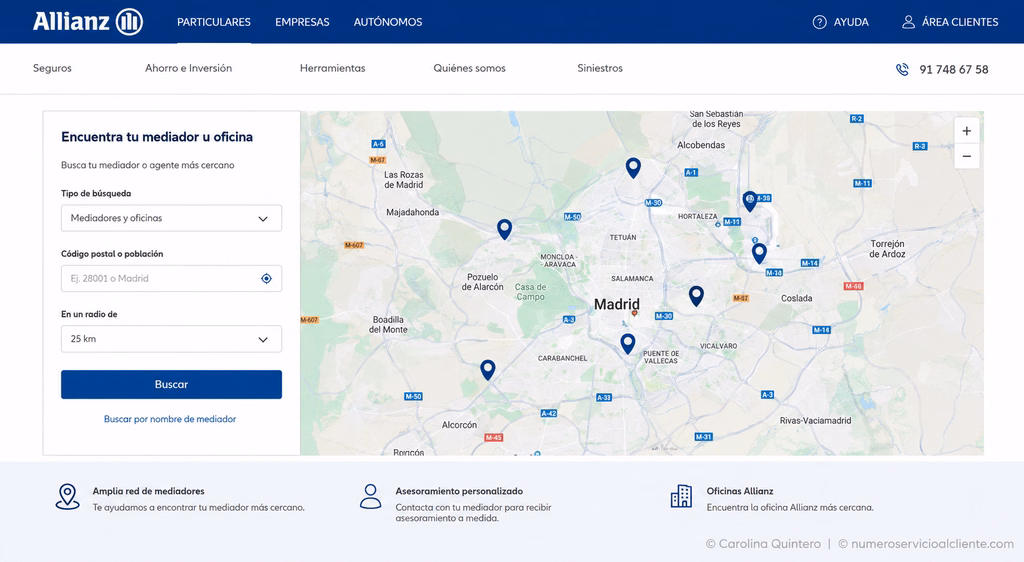 Buscador de mediadores y oficinas Allianz España
